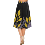 Casual Leaf Print Crepe Skirt