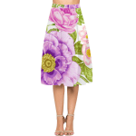 Dominant Floral Print Crepe Skirt