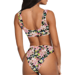 Flower Pattern High-Waisted Bikini Swimsuit