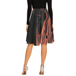 Women's Black And Fire Pleated Midi Skirt