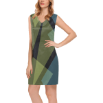 Checkered Pattern Sleeveless V-Neck Dress
