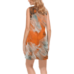 Watercolor Style Sleeveless V-Neck Dress