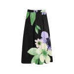 Women's Black Floral Print Crepe Skirt