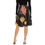 Women's Floral Paint Pleated Midi Skirt