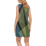 Checkered Pattern Sleeveless V-Neck Dress