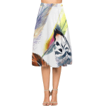 Women's Feather Printed Crepe Skirt