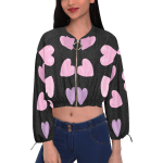 Heart Printed Cropped Jacket