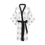 Geometric Print Short Kimono Robe