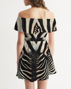 Zebra Pattern Off Shoulder Dress