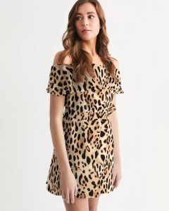 Panther Pattern Off Shoulder Dress