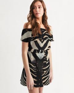 Zebra Pattern Off Shoulder Dress