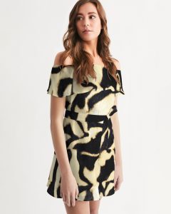 Tiger Pattern Off Shoulder Dress